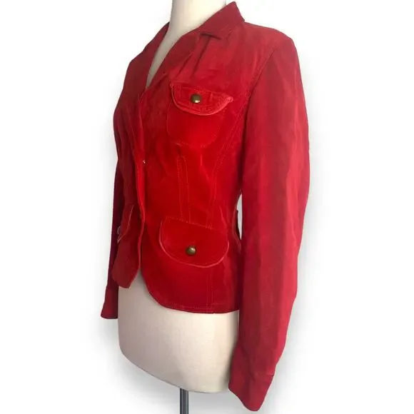 Vera Pelle Masterpelle Handcrafted Italian Cherry Red Suede Italy Leather Jacket - Picture 4 of 13